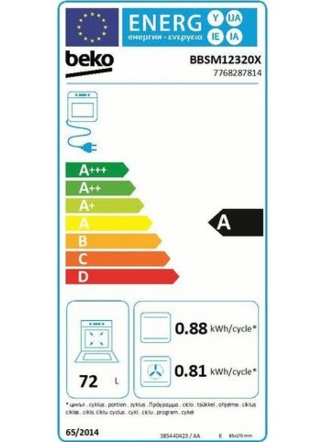 Beko BBSM12320X | Inbouw oven | SteamShine | 60  cm | RVS