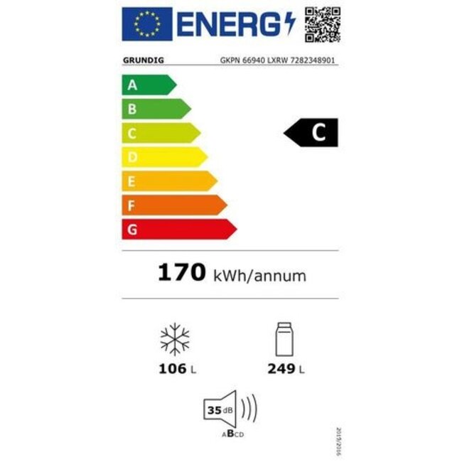 Grundig  GKPN 66940 LXRW  koelvriescombinatie Zwart