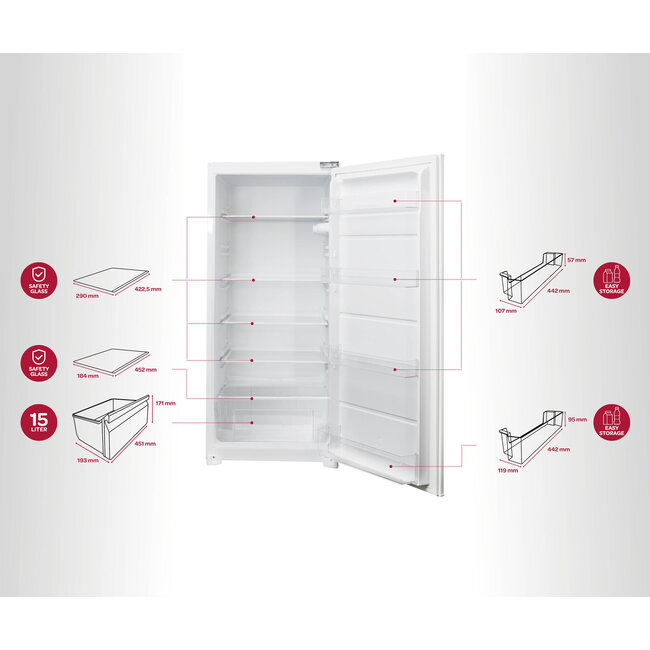 Inventum IKK1221S inbouw koelkast 122 cm