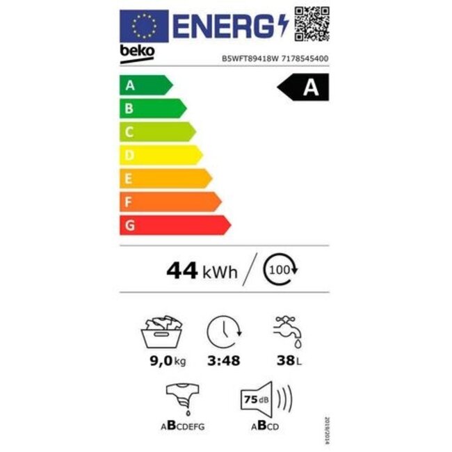 Beko B5WFT89418W wasmachine 9 kg