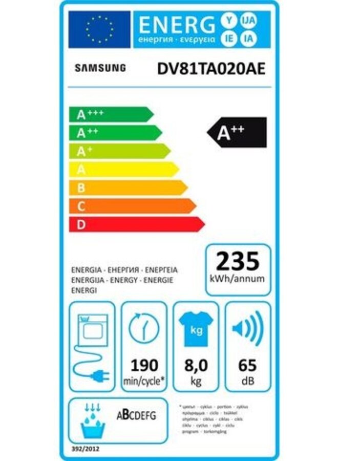 Samsung DV81TA020AE warmtepompdroger 8 kg A++