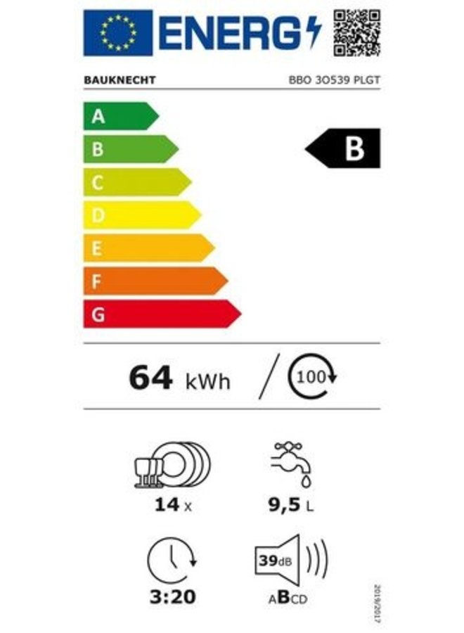 Bauknecht BBO 3O539 PLGT half geïntegreerde vaatwasser