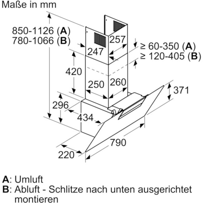 Neff D85IEE1S0 afzuigkap | Diagonaal | 80 cm  | Zwart RVS