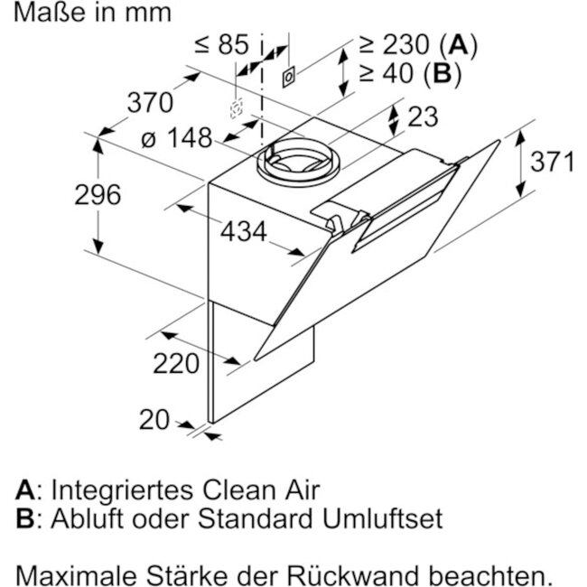 Neff D85IEE1S0 afzuigkap | Diagonaal | 80 cm  | Zwart RVS