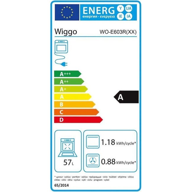 Wiggo WO-E603R(BB) Serie 3  gasfornuis  60 cm Zwart