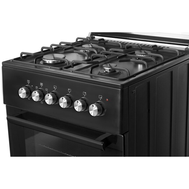 Wiggo WO-E603R(BB) Serie 3  gasfornuis  60 cm Zwart