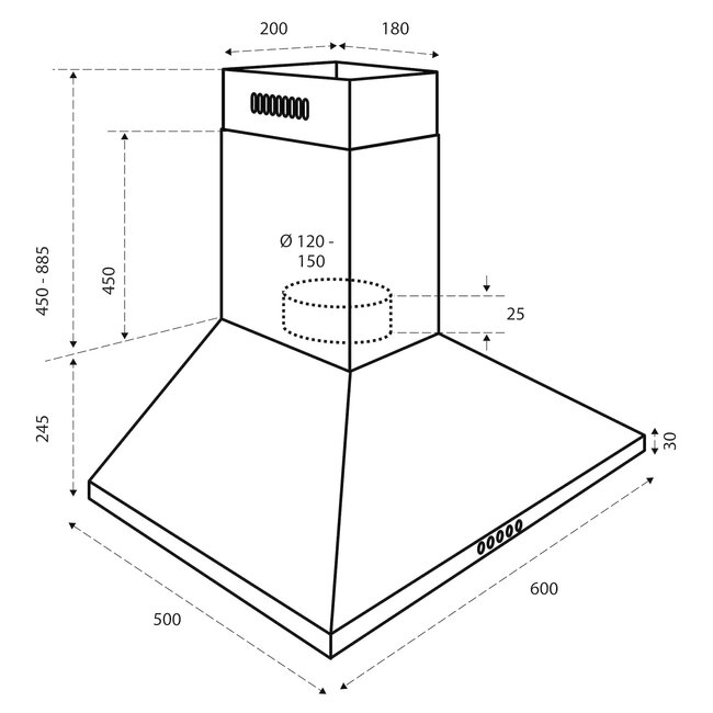 Inventum AKP6000RVS Piramide afzuigkap | 60 cm | RVS