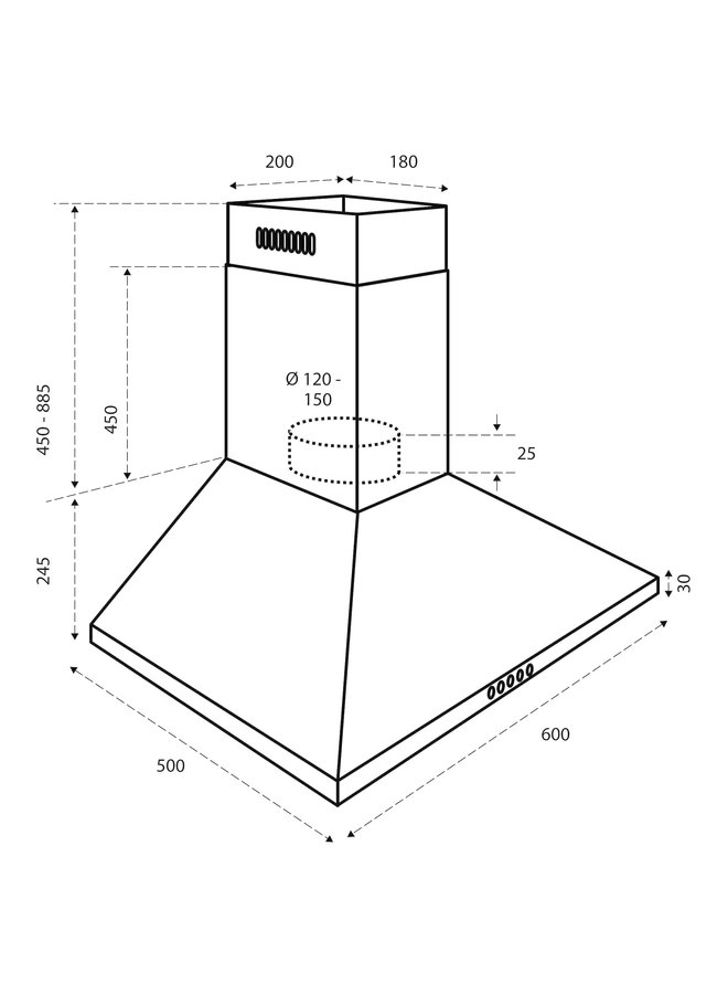 Inventum AKP6000RVS Piramide afzuigkap - 60 cm