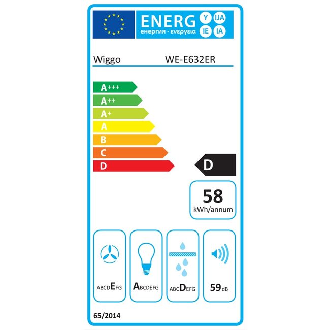 Wiggo WE-E632ER(B) Vlakscherm afzuigkap - Zwart - 60 cm
