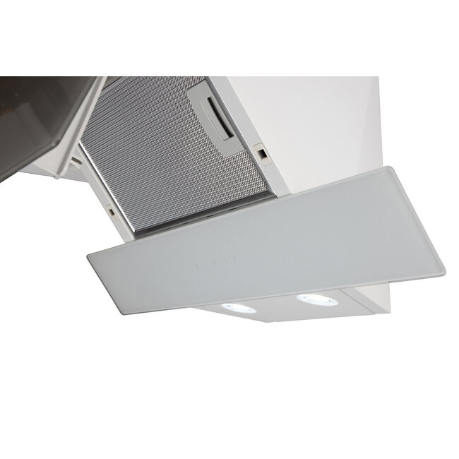Wiggo WE-E923G(W) - Schuine Afzuigkap - 90cm - Wit Dubbel Glas
