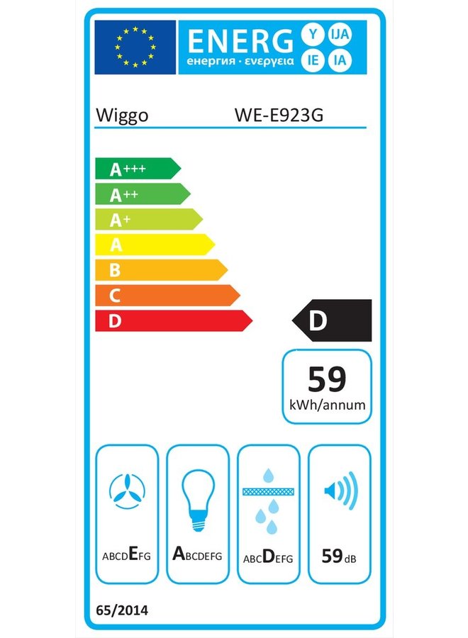 Wiggo WE-E923G(W) - Schuine Afzuigkap - 90cm - Wit Dubbel Glas