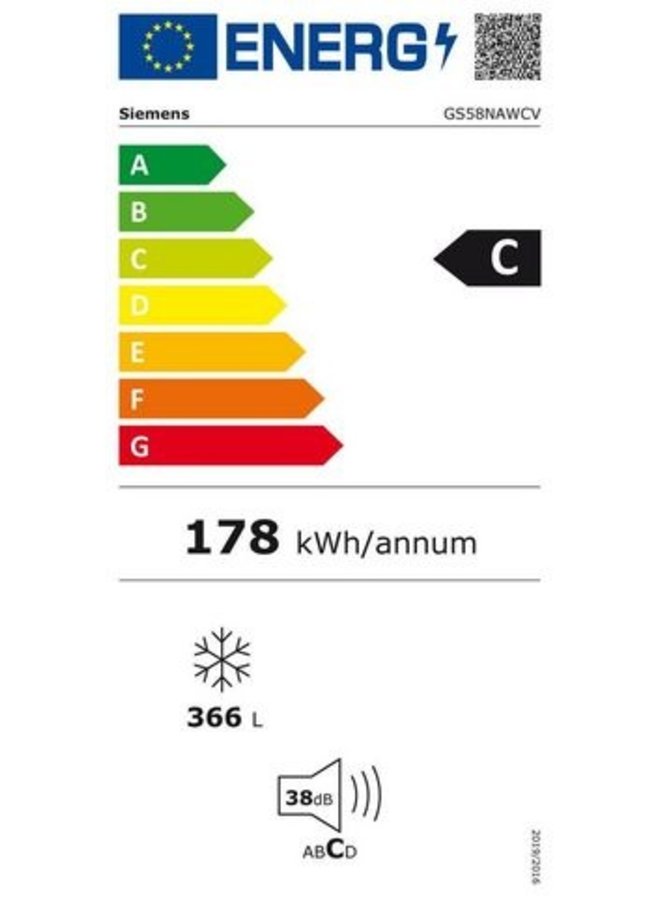 Siemens GS58NAWCV | Vrieskast | Nofrost | 366 Liter | Label C