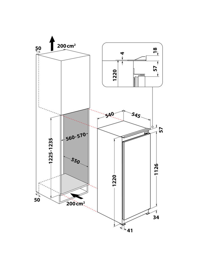 Indesit S 12 A1 D/I 1 inbouw koelkast 122 cm