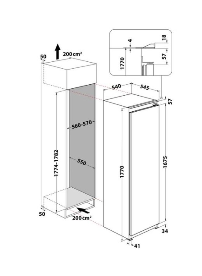 Indesit INSZ 18011 inbouw koelkast 177-178 cm