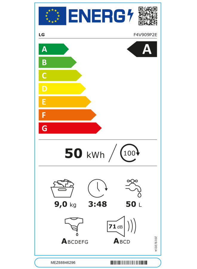 LG F4V909P2E wasmachine  9 kg TurboWash 360
