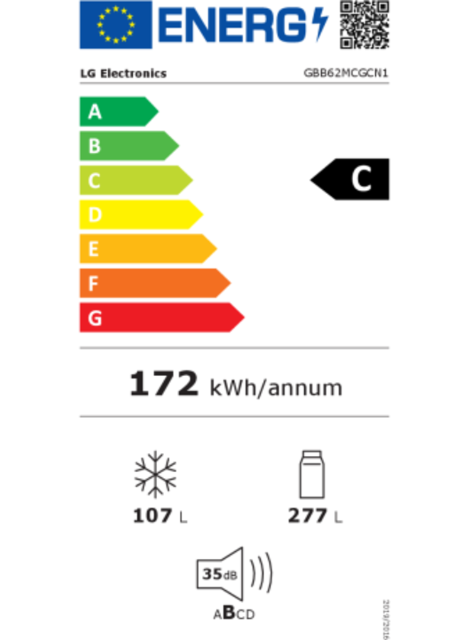 LG GBB62MCGCN1 koel-vriescombinatie