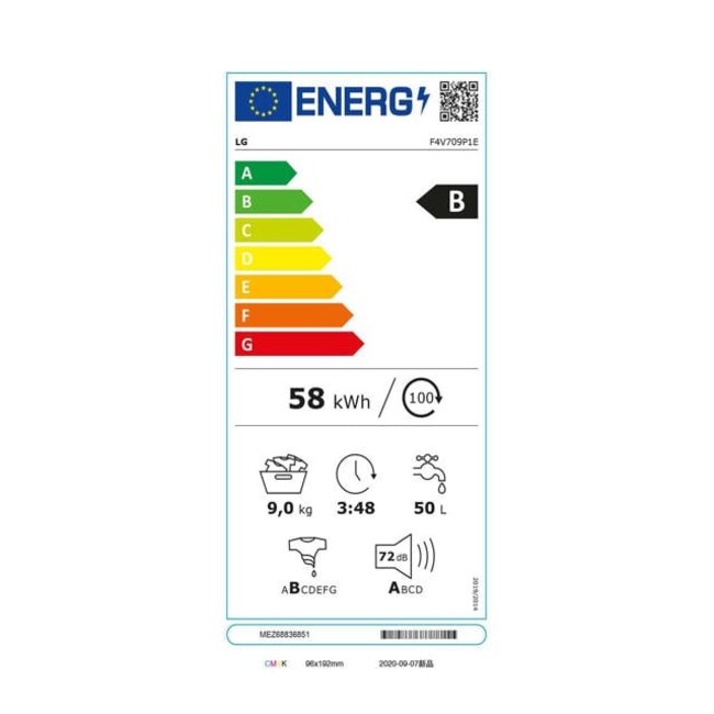 LG F4V709P1E wasmachine 9 kg