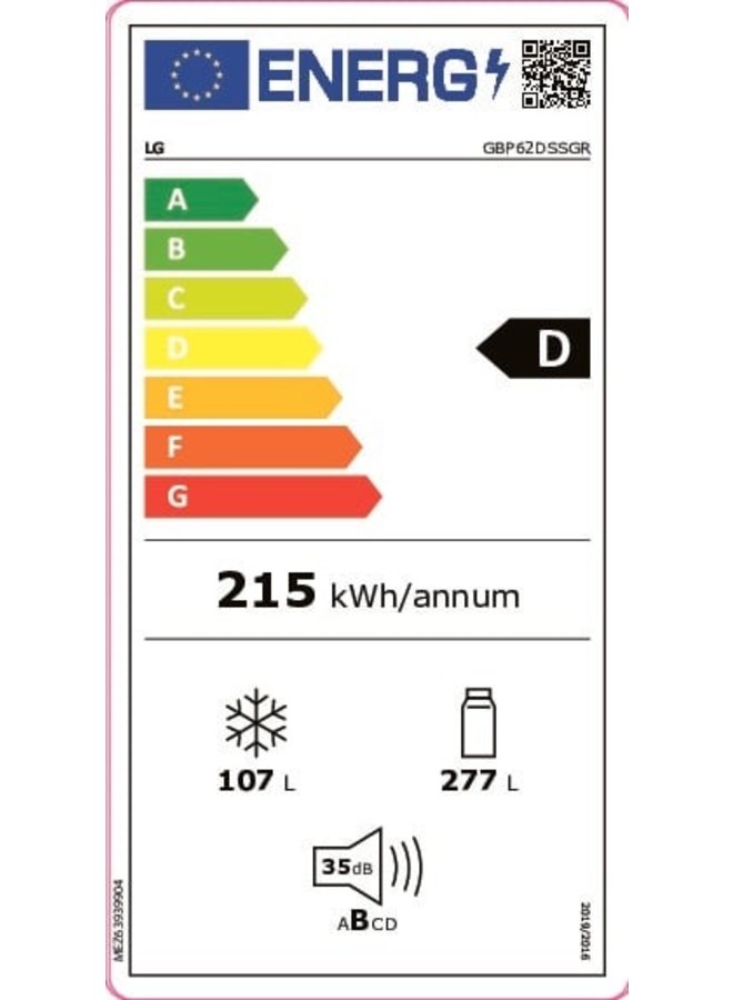 LG GBP62DSSGR koelvriescombinatie