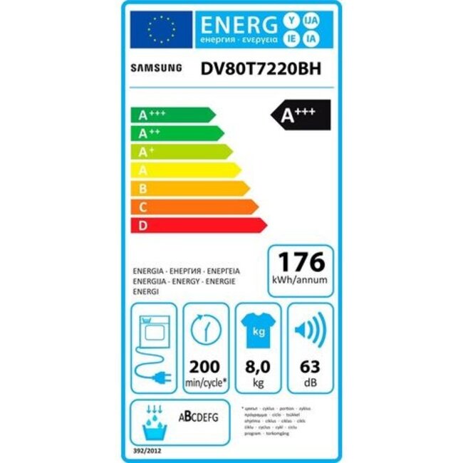 Samsung DV80T7220BH warmtepompdroger A+++