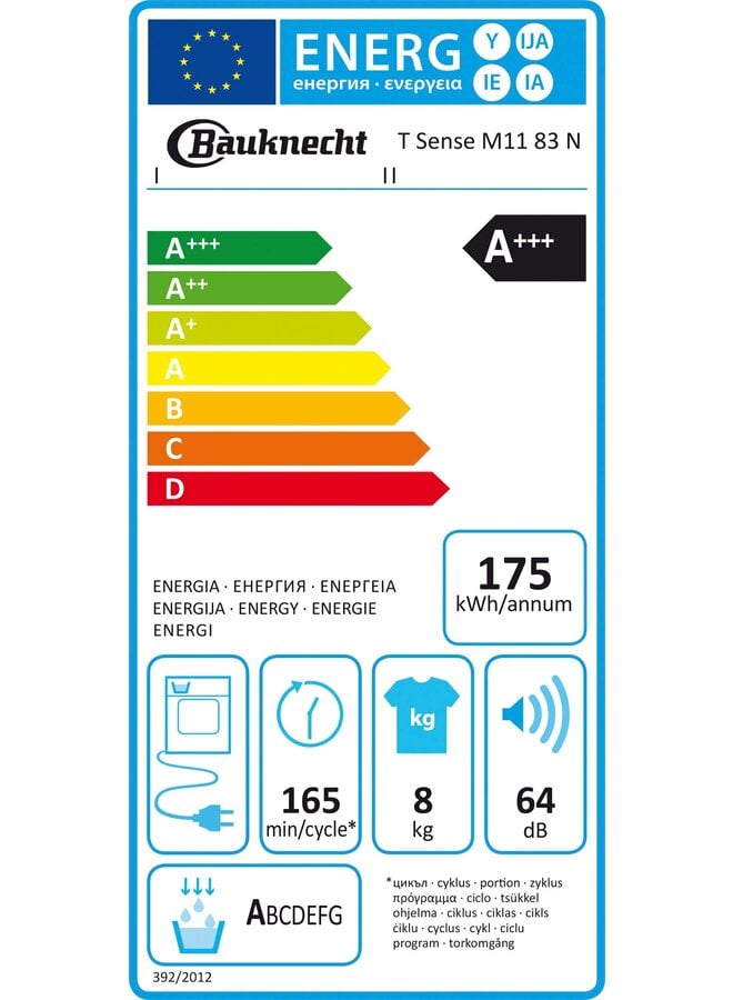 Bauknecht T Sense M11 83 N warmtepompdroger 8 kg A+++