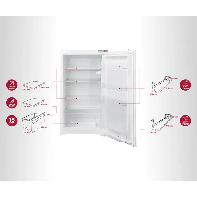 Inventum IKK1021S inbouw koelkast 102 cm