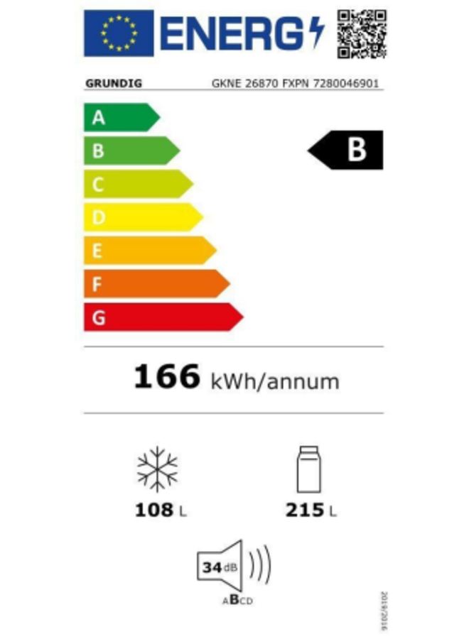 Grundig GKNE 26870 FXPN koelvriescombinatie Energieklasse B