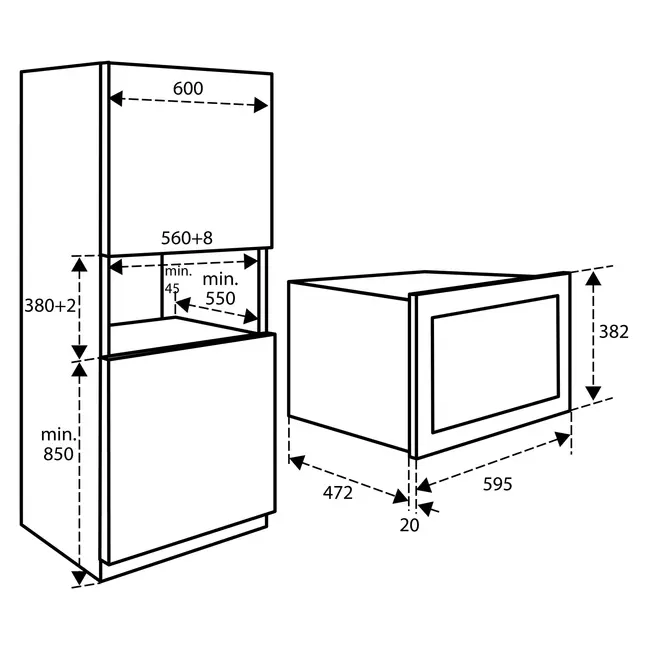 Inventum  IMC3834GT | Inbouw combimagnetron | 38 cm | Zwart