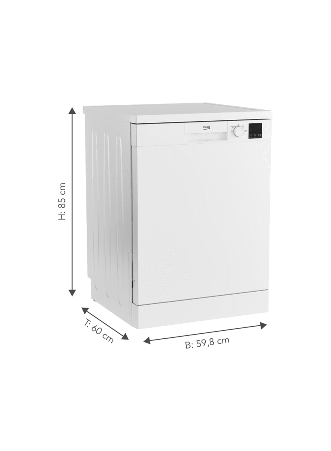Beko DFN04321W | Vrijstaande Vaatwasser | 60 cm | Wit