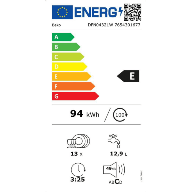 Beko DFN04321W | Vrijstaande Vaatwasser | 60 cm | Wit