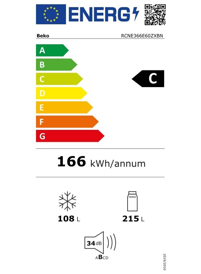 Beko RCNE366E60ZXBN koelvriescombinatie