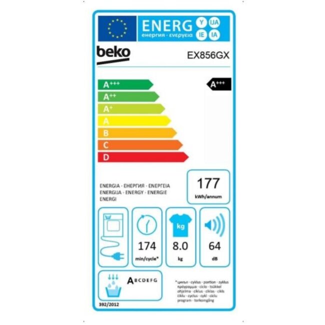 Beko EX856GX warmtepompdroger 8 kg A+++