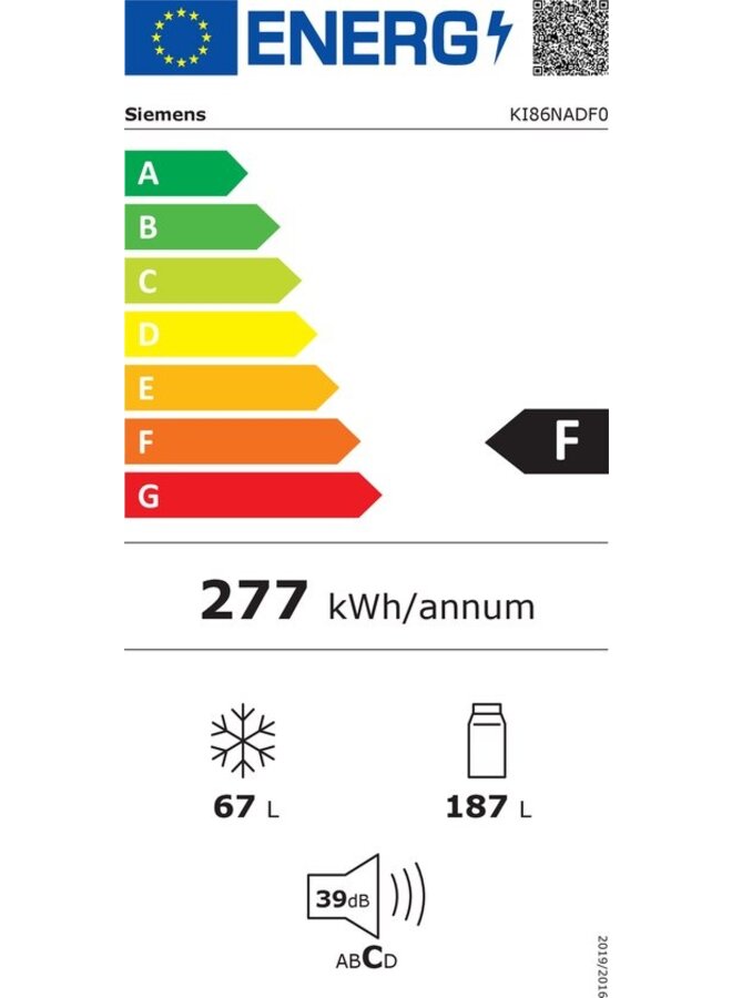Siemens KI86NADF0 inbouw koelvriescombinatie 178 cm