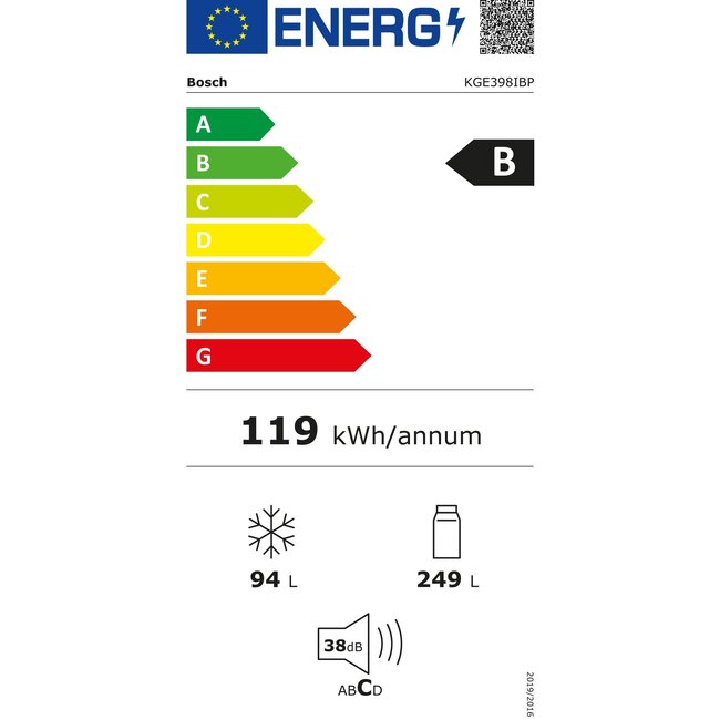 Bosch KGE398IBP | Koelvriescombinatie | B label