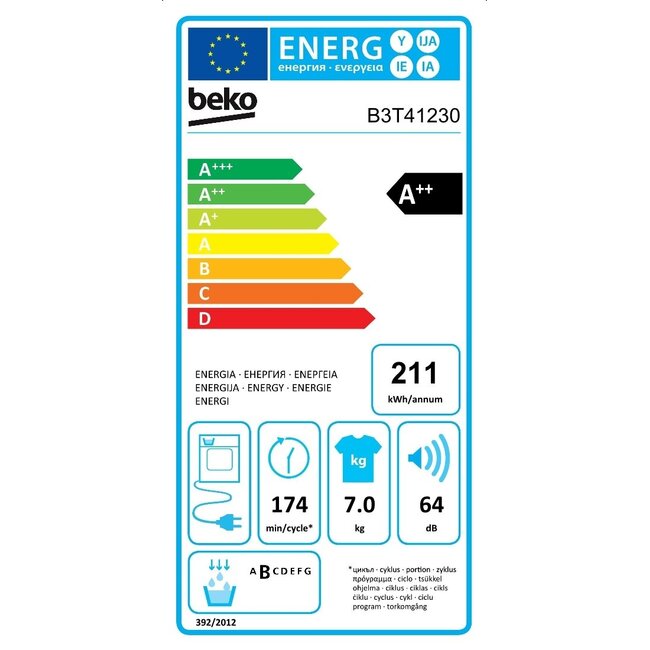 Beko B3T41230 warmtepompdroger 7 kg A++
