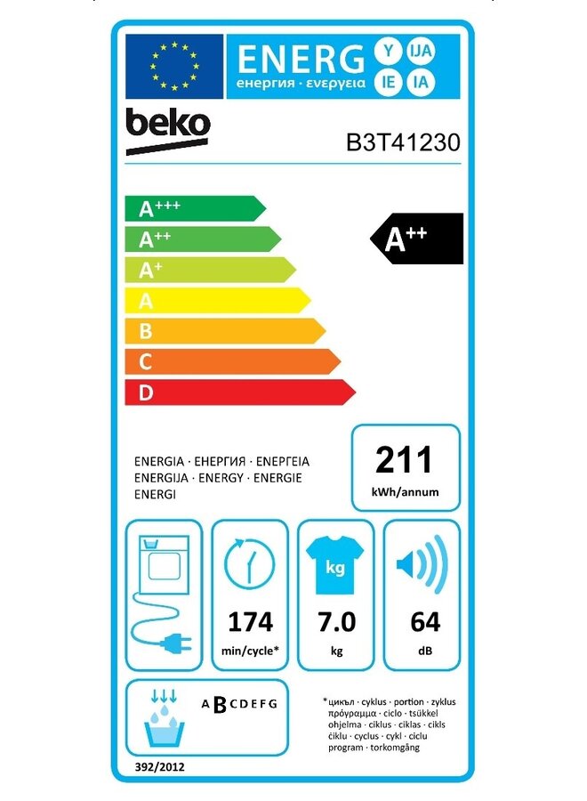 Beko B3T41230 warmtepompdroger 7 kg A++