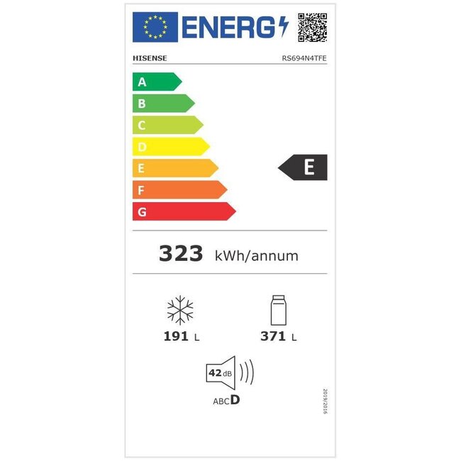 Hisense RS694N4TFE Amerikaanse koelkast Zwart
