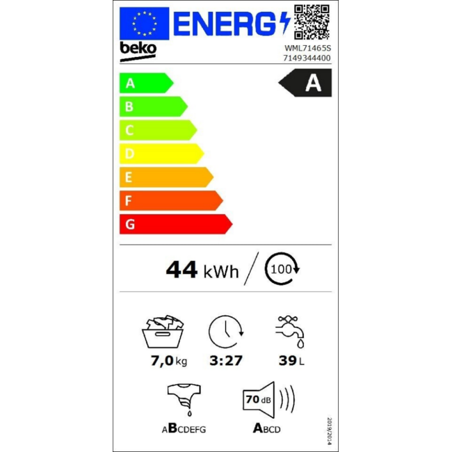 Beko WML 71465 S wasmachine 7 kg