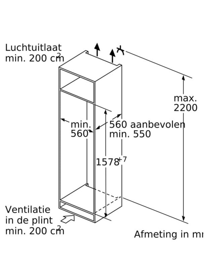 Siemens KI72LADE0 inbouw koelkast 158 cm