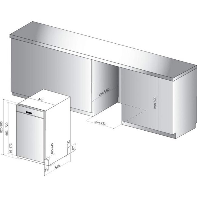 Bauknecht BSBO 3O35 PF X | Half geintegreerde vaatwasser | 45 cm