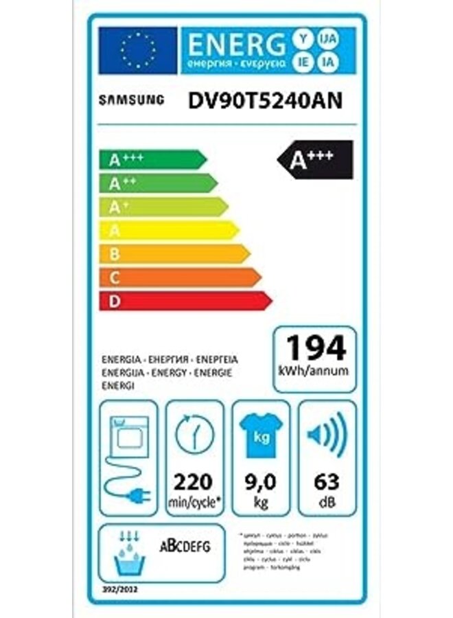 Samsung DV90T5240AN/S1 warmtepompdroger Zwart
