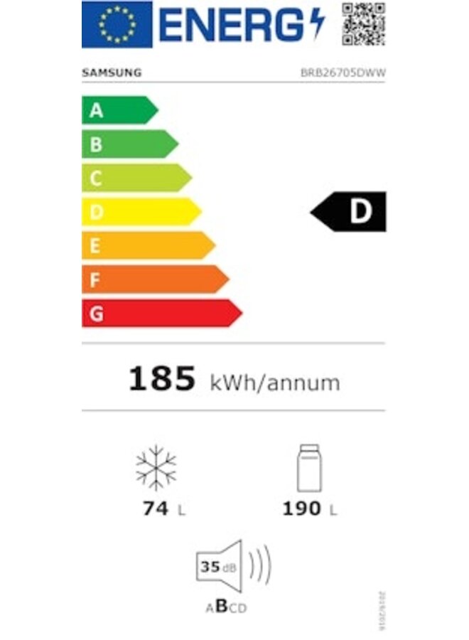 Samsung BRB26705DWW inbouw koelvriescombinatie NoFrost