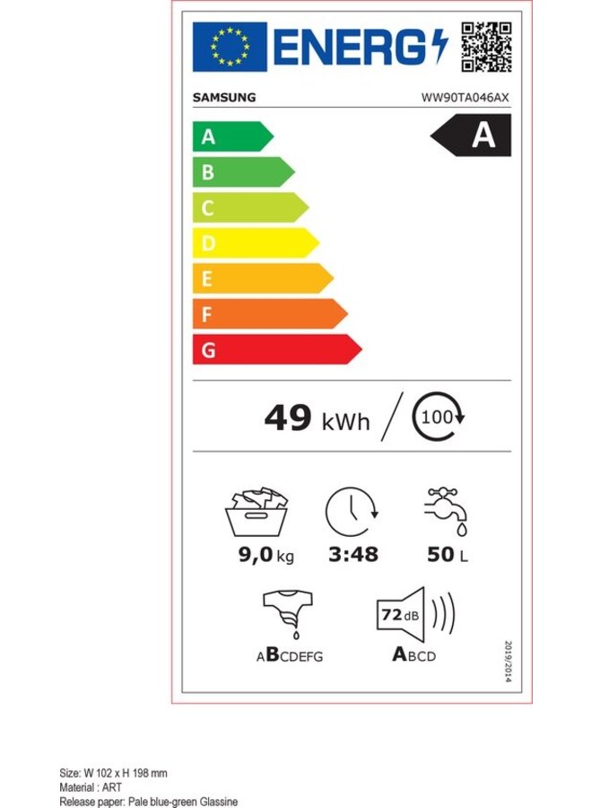 Samsung WW90TA046AX/EU wasmachine 9 kg