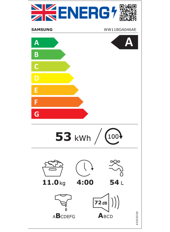 Samsung WW11BGA046AE wasmachine 11 kg SpaceMax