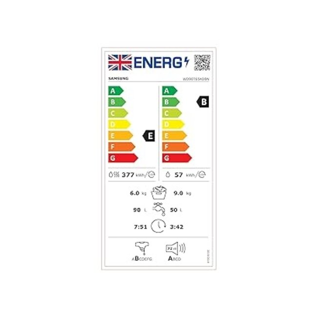 Samsung WD90T654DBN/S1 wasdroogcombinatie Zwart