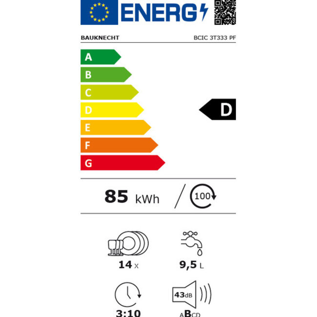 Bauknecht BCIC 3T333 PFE inbouw vaatwasser | Autodeur