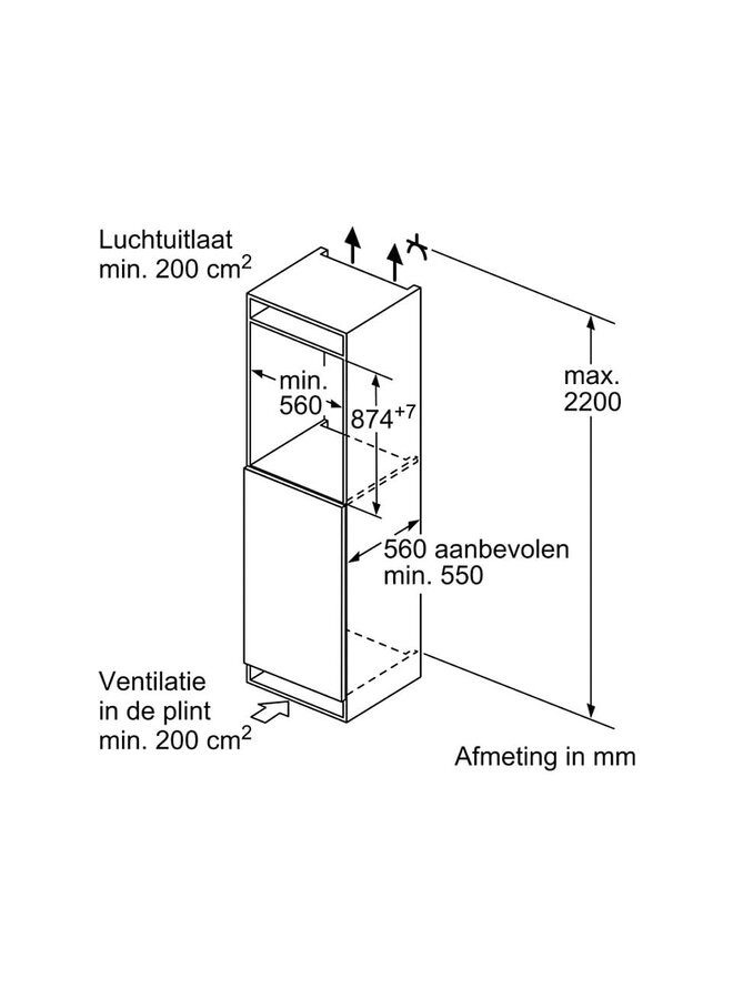 Bosch KIR21VFE0 inbouw koelkast 88 cm