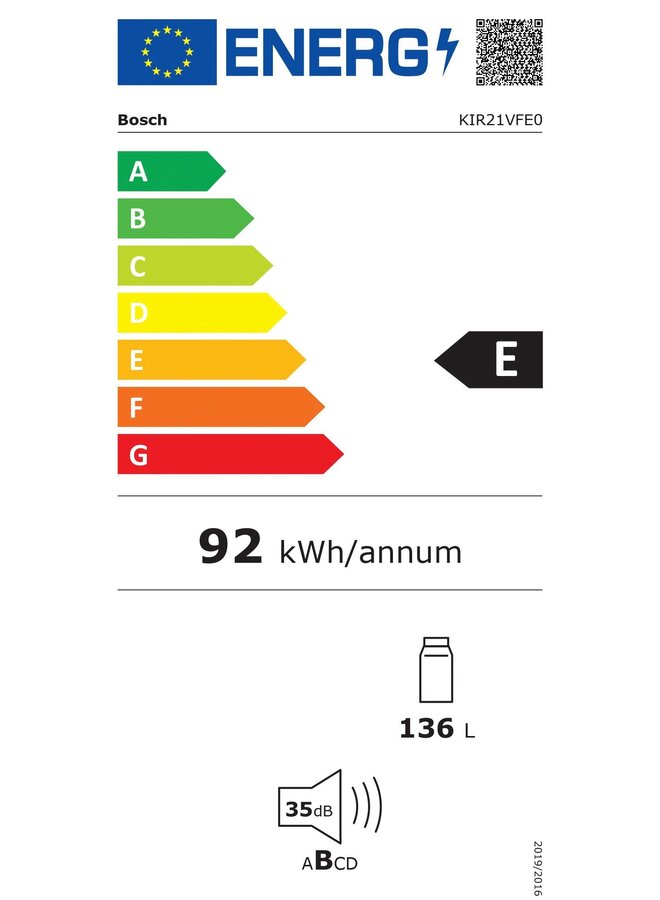 Bosch KIR21VFE0 inbouw koelkast 88 cm