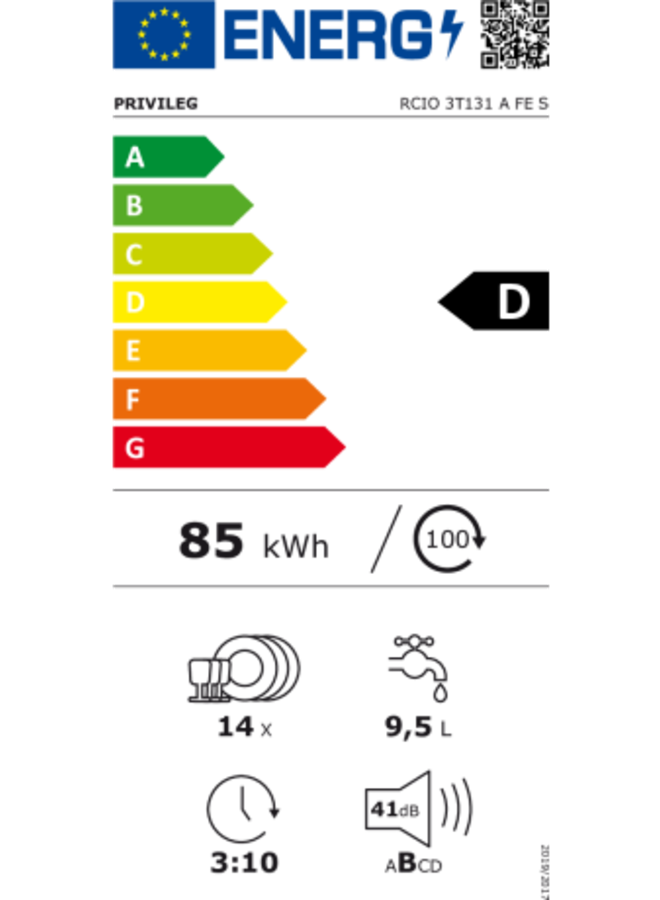 Privileg RCIO 3T131 A FE S inbouw vaatwasser