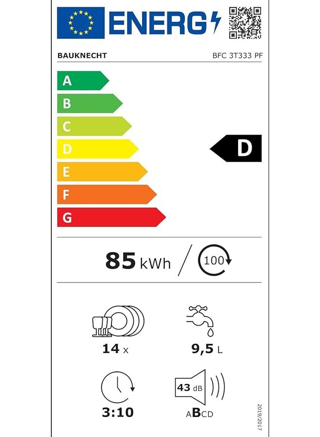 Bauknecht BSFO 3O35 PF 45 cm vrijstaande vaatwasser