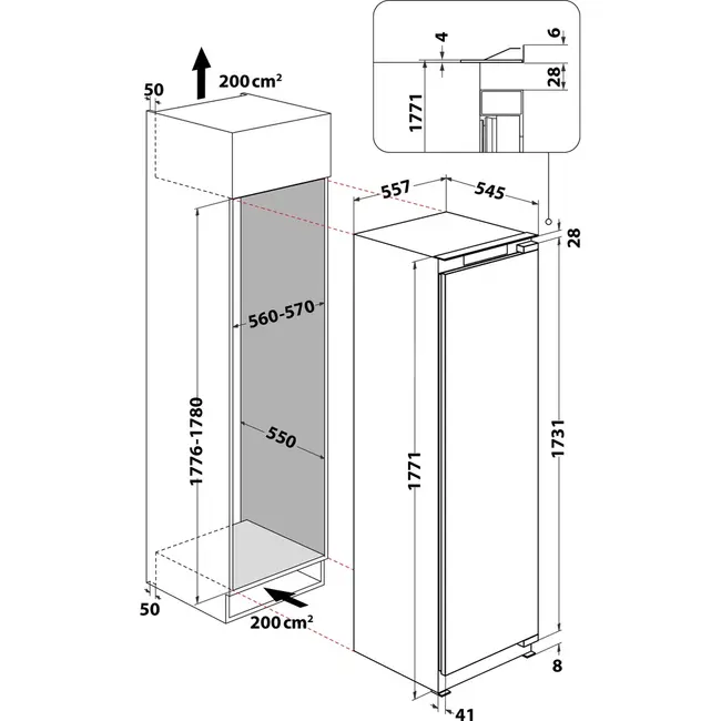Bauknecht  KSI 18GF2 P inbouw koelkast 178 cm